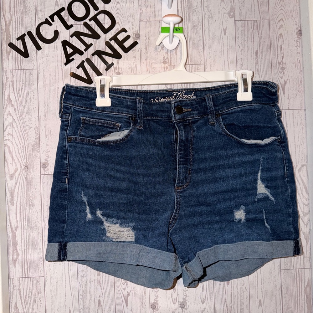 Universal Thread Distressed Dark Blue Jean Shorts